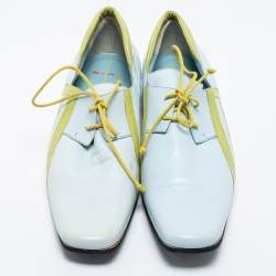 Pre Owned Etro Green/Blue Leather Lace Oxfords Size 39