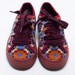 Pre Owned Etro Multicolor Fabric Lace Up Sneakers Size 37