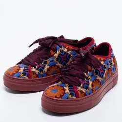 Pre Owned Etro Multicolor Fabric Lace Up Sneakers Size 37
