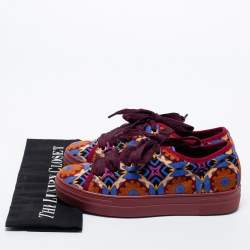 Pre Owned Etro Multicolor Fabric Lace Up Sneakers Size 37