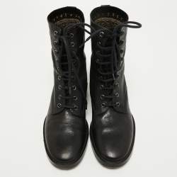 Pre Owned Etro Black Leather Embroidered Ankle Boots Size 38