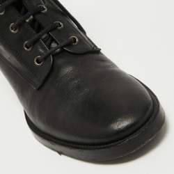 Pre Owned Etro Black Leather Embroidered Ankle Boots Size 38