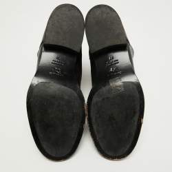 Pre Owned Etro Black Leather Embroidered Ankle Boots Size 38