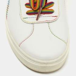 Pre Owned Etro White Leather Paisley Lace Up Sneakers Size 39