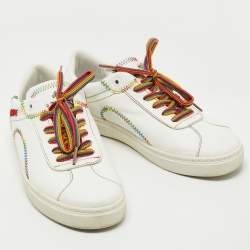 Pre Owned Etro White Leather Paisley Lace Up Sneakers Size 39