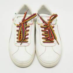 Pre Owned Etro White Leather Paisley Lace Up Sneakers Size 39