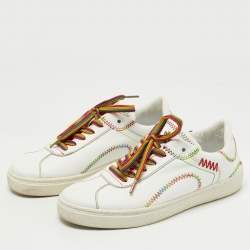 Pre Owned Etro White Leather Paisley Lace Up Sneakers Size 39