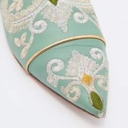 Etro Green Embroidered Leather Pointed Ballet Flats Size 41