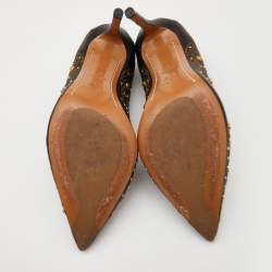 Pre Owned Etro Black Embroidered Leather Embellished Pointed Toe Pumps Size 39