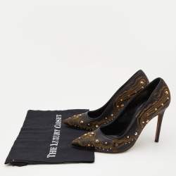 Pre Owned Etro Black Embroidered Leather Embellished Pointed Toe Pumps Size 39