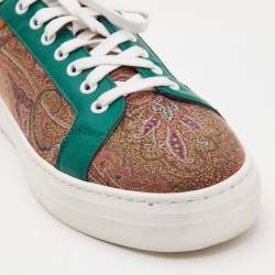 Etro Multicolor Paisley Print Fabric and Leather Low Top Sneakers Size 40
