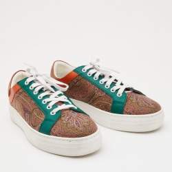Etro Multicolor Paisley Print Fabric and Leather Low Top Sneakers Size 40