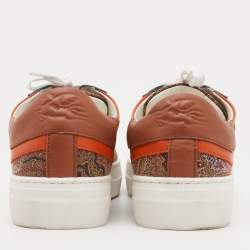 Etro Multicolor Paisley Print Fabric and Leather Low Top Sneakers Size 40