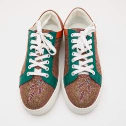 Etro Multicolor Paisley Print Fabric and Leather Low Top Sneakers Size 40