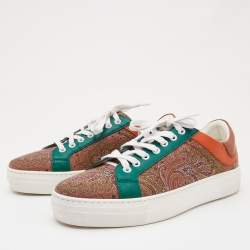 Etro Multicolor Paisley Print Fabric and Leather Low Top Sneakers Size 40