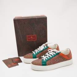 Etro Multicolor Paisley Print Fabric and Leather Low Top Sneakers Size 40