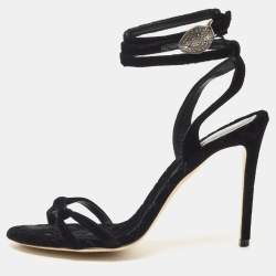 Etro Black Velvet Ankle Strap Sandals Size 41