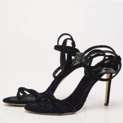Etro Black Velvet Ankle Strap Sandals Size 41
