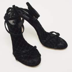 Etro Black Velvet Ankle Strap Sandals Size 41