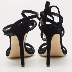 Etro Black Velvet Ankle Strap Sandals Size 41