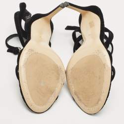 Etro Black Velvet Ankle Strap Sandals Size 41