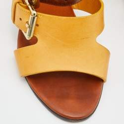 Etro Brown/Yellow Leather Ankle Strap Sandals Size 38