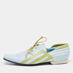 Etro Green/Blue Leather Lace Oxfords Size 39 