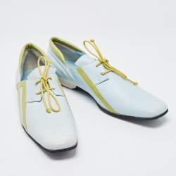 Etro Green/Blue Leather Lace Oxfords Size 39 
