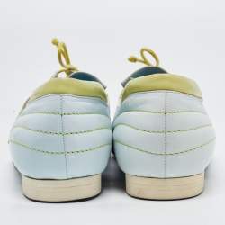 Etro Green/Blue Leather Lace Oxfords Size 39 