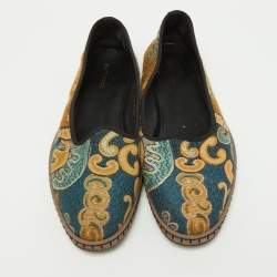 Pre Owned Etro Multicolor Embroidered Fabric Smoking Slippers Size 38