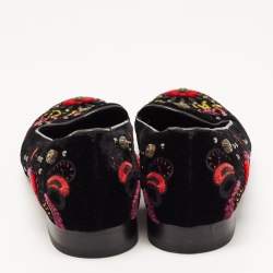 Pre Owned Etro Black Embroidered Velvet Smoking Slippers Size 37