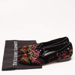 Pre Owned Etro Black Embroidered Velvet Smoking Slippers Size 37