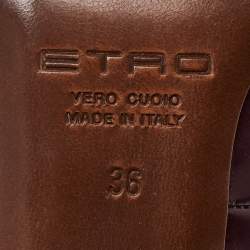 Pre Owned حذاء كعب عالى إيترو تفاصيل فيونكة كانفاس مقوى ونقش تمساح بنى / أحمر مقاس 40