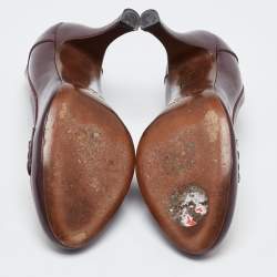 Pre Owned حذاء كعب عالى إيترو تفاصيل فيونكة كانفاس مقوى ونقش تمساح بنى / أحمر مقاس 40