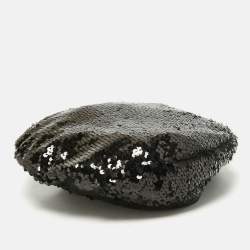 Eugenia Kim Black Sequin Beret Cap S
