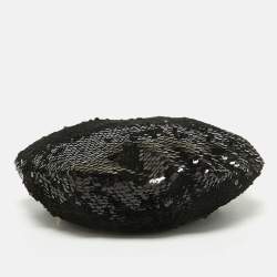 Eugenia Kim Black Sequin Beret Cap S