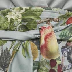 Pre Owned فستان ماكسي ساتان مطبوع باللون الأخضر المريمي يوجينيا فرنانديز صغير جدًا