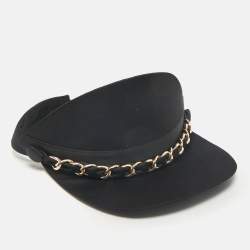 Eugenia Kim Black Chain Embellished Satin Visor