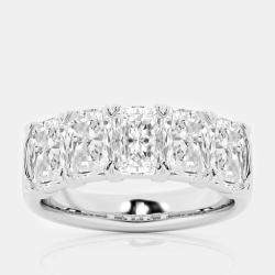 14K White Gold Radiant Lab Grown Diamond Five-Stone Anniversary Band US 7 (4 1/2 ctw) 