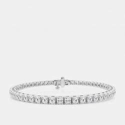 14K White Gold Round Lab Grown Diamond Four Prong Box Tennis Bracelet (5 ctw)