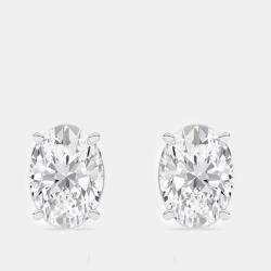 14K White Gold Oval Lab Grown Diamond Stud Earring (2 1/4 ctw)