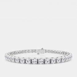 14K White Gold Round Lab Grown Diamond Four Prong Box Tennis Bracelet (8 ctw)