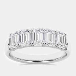 14K White Gold Emerald Lab Grown Diamond Five-Stone Anniversary Band US 7 (2 ctw) 