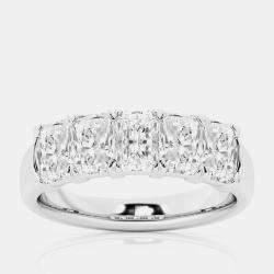 14K White Gold Elongated Cushion Lab Grown Diamond Five-Stone Anniversary Band US 7 (4 ctw) 
