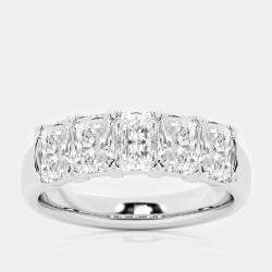14K White Gold Elongated Cushion Lab Grown Diamond Five-Stone Anniversary Band US 7 (5 ctw) 