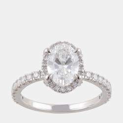 Pre Owned خاتم خطوبة من الألماس الصناعي بذهب أبيض عيار 14 مقاس أمريكي 7 (1.23 وزن قيراط)