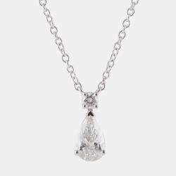 14K White Gold  Lab Grown Diamond Drop Pendant (0.58 cts)