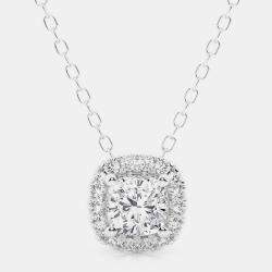 14K White Gold  Lab Grown Diamond Halo Pendant (0.29 cts)