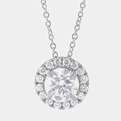 14K White Gold  Lab Grown Diamond Halo Pendant (1.45 cts)