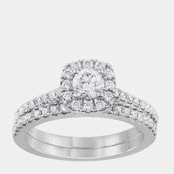 Pre Owned 1 ct 14k White Gold Lab Grown Diamond Bridal Set US 7